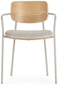 Set de scaune de sufragerie gri deschis/în culoare naturală cu cotiere tapițat Nour – MOME