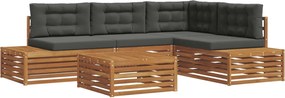 vidaXL Set de canapele de exterior 5 Bucată Natural și Antracit