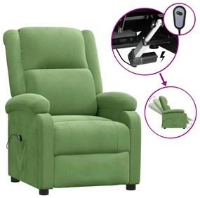 Fotoliu rabatabil electric, verde deschis, catifea