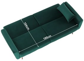 Canapea extensibilă, material textil Velvet smarald, FASTA