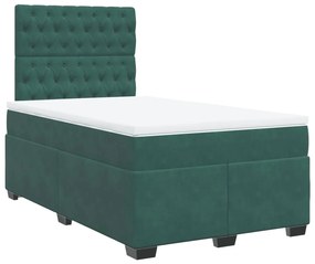 3290891 vidaXL Pat box spring cu saltea, verde închis, 120x200 cm, catifea