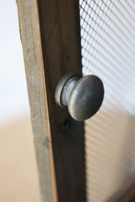 Dulăpior din lemn reciclat, natur, cu plasă metalică, aspect vintage