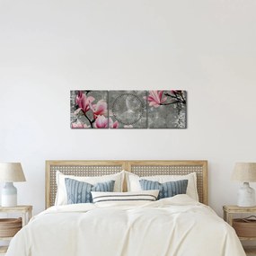 Tablou cu flori (cu ceas) (90x30 cm)