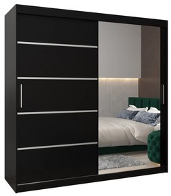 Dulap de haine 200 cm cu oglindă Verika 2 200 (negru). 1064229