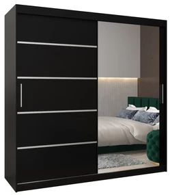 Dulap de haine 200 cm cu oglindă Verika 2 200 (negru). 1064229