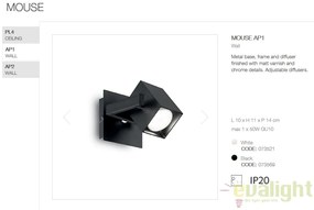Aplica design modern cu spot directionabil MOUSE AP1 negru 073569