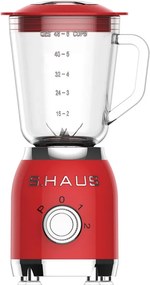 Blender Swiss Haus SH-BL1915, 600 W, 1,5 l, 20.000 rpm, 2 viteze + functie puls, Turbo, Recipient din sticla, Rosu