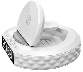 Immax 08983L - Ceas deșteptător cu LCD și încărcător wireless Qi 27W/9V alb