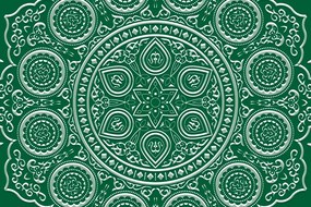 Tapet autoadeziv Mandala etnică delicată în design verde
