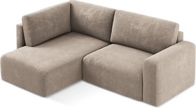 Colțar bej extensibil/cu spațiu de depozitare cu tapițerie din chenille (cu colț pe partea stângă/în formă de ”L”) Kona – Makamii