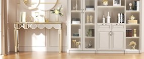 MAOG203 - Masa toaleta oglinda, masuta consola, 120 cm, cosmetica machiaj, vanity birou, Argintiu