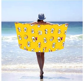 Set de plaja SMILE – prosop 100×180 cm si poncho 80×145 cm, galben
