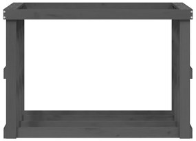 Suport busteni de exterior, gri, 108x52x74 cm, lemn masiv pin