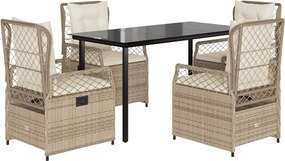 vidaXL Set mobilier de grădină cu perne, 5 piese, bej, poliratan