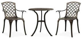 vidaXL Set mobilier bistro, 3 piese, bronz, aluminiu turnat