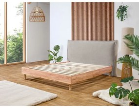 Pat matrimonial gri deschis/natural cu somieră 160x200 cm Charlie – Bobochic Paris