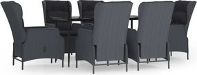 vidaXL Set mobilier de grădină, 7 piese, gri închis, poliratan