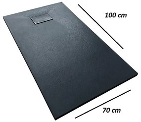 Cadita Baie Din Compozit , Smack , 100 X70 Cm , Esn10070n, Cu Sifon,Negru