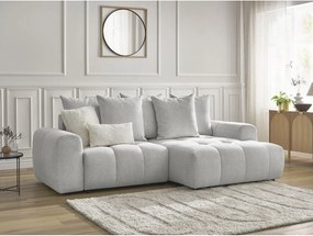 Colțar gri deschis extensibil/cu spațiu de depozitare cu tapițerie din chenille (cu colț pe partea dreaptă/cu șezlong) Roxelane – Bobochic Paris