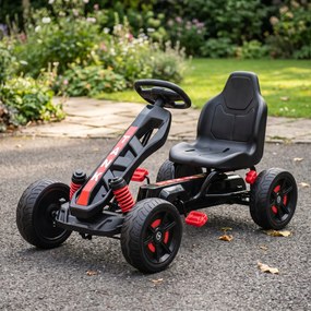 AIYAPLAY Kart cu pedale pentru copii 3-6 ani, max. 50 kg, cu suport pentru pahare și roți EVA antiderapante, roșu | Aosom Romania