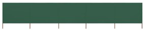 Paravan anti-vant cu 5 panouri, verde, 600 x 80 cm, textil Verde, 600 x 80 cm