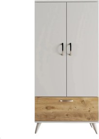 Dulap GRD0203, alb/stejar, PAL melaminat, cu 3 usi, 80x47x168 cm