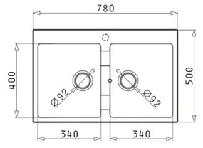 Chiuvetă de bucătărie Pyramis 70053201 SPARTA 78x50 cm granit/negru