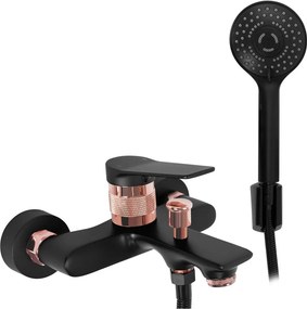 Baterie cada - dus Rea Viral monocomanda negru - rose gold cu set de dus