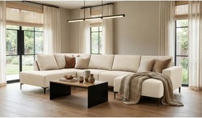 Colțar bej cu tapițerie din chenille (cu colț pe partea stângă/în formă de "U") Fabian – Scandic