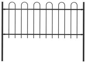144930 vidaXL Gard de grădină cu vârf curbat, negru, 1,7 m, oțel