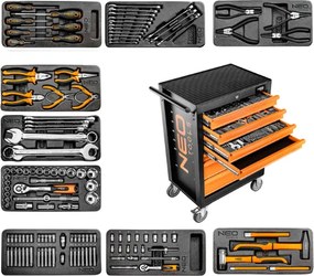 Cărucior atelier, 7 sertare + 129 unelte 84-222-9