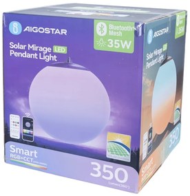 Lustră LED RGBW solară Aigostar MESH 35W/3,7V 8000 mAh 2700K-6500K IP65 d. 50 cm