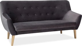 Canapea NORDIC, gri - Bluvel 14, stofa catifelata/lemn de fag, 180x75x