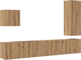 vidaXL Unitate TV de Perete 5 pcs Stejar Artizanal Lemn compozit