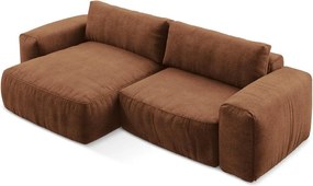 Colțar teracotă extensibil cu tapițerie din chenille (cu colț pe partea stângă/cu șezlong) Kuki – Makamii