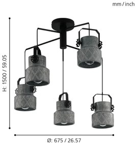 Eglo 39856 - Lustră aplicată HILCOTT 5xE27/40W/230V