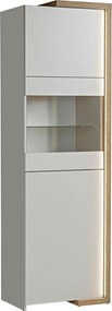 Vitrina DASAR, grej/stejar, PAL laminat/sticla, 64x40x203 cm