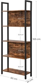 Bibliotecă NAVARO maro/negru