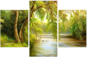 Tablou - Salcie lângă lac, pictură în ulei (90x60 cm)