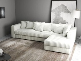 Colțar extensibil dumonde cu ladă de depozitare si sezut confortabil din spuma high-density, Gloria Ambience Ivory II 320x183 cm