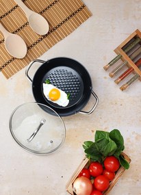 Oala cu capac Zilan ZLN9600 diamond, cu baza de inductie, ceramica si inox, usor de spalat, 20 cm,2.1L
