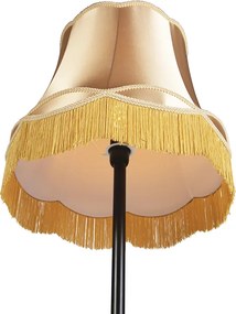 Lampă de podea retro neagră cu abajur auriu în stil bunicuță 45 cm - Simplo