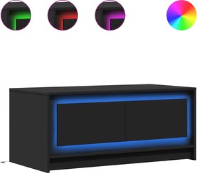 vidaXL Măsuță de cafea cu lumini LED, negru, lemn prelucrat