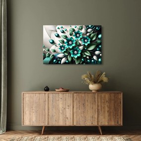 Tablou - Flori turcoaz 3D (90x60 cm)