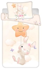 Lenjerie de pat pentru copii galbenă din bumbac pentru pătuț 100x135 cm Bunny "Star" – Jerry Fabrics