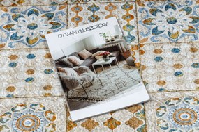 ANDRE 53010 covor lavabil gresii de Lisbona, bucatarie, anti-alunecare - bej / albastru