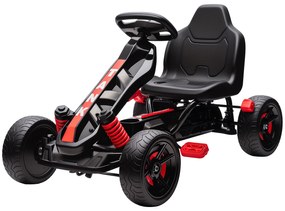 AIYAPLAY Kart cu Pedale pentru Copii, karting pentru copii 3-6 ani cu ambreiaj automat, frână, roți EVA antiderapante, roșu | Aosom Romania