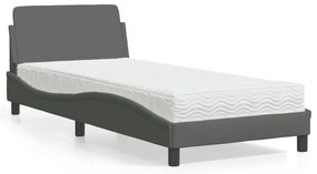 vidaXL Pat cu saltea, gri închis, 90x190 cm, textil