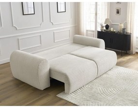 Canapea crem extensibilă cu tapițerie din catifea reiată 257 cm Lucien – Bobochic Paris