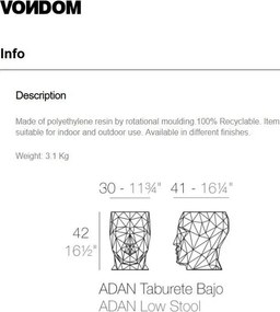 Taburete exterior/interior design decorativ ADAN STOOL, lucios